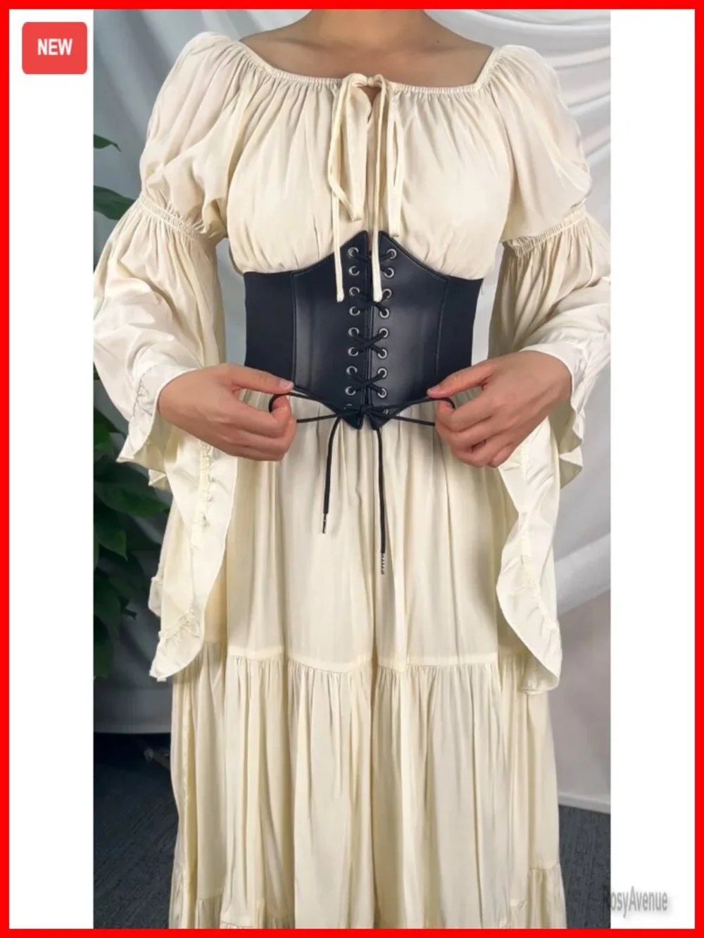 PU Leather Lace Up Cinch Waist Belt Corset Style Tie